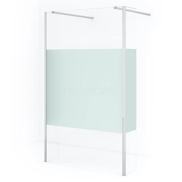 Diamond begehbare Dusche | 105 cm Chrom Freistehende Wand mit Seitenwänden IDG110383CN Glas begehbare Duschewand mit mattweißen Aluminium Profil, teilweise Mattglas, ideal für einen modernen Badezimmerstil.