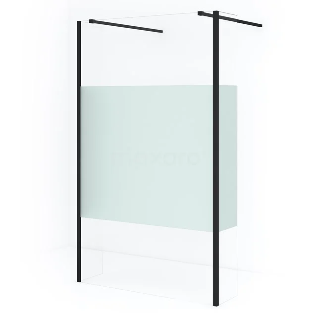 Diamond Walk-in shower | 115 cm Matte black Clear with matt strip Free-standing wall with side walls IDG120383MBN