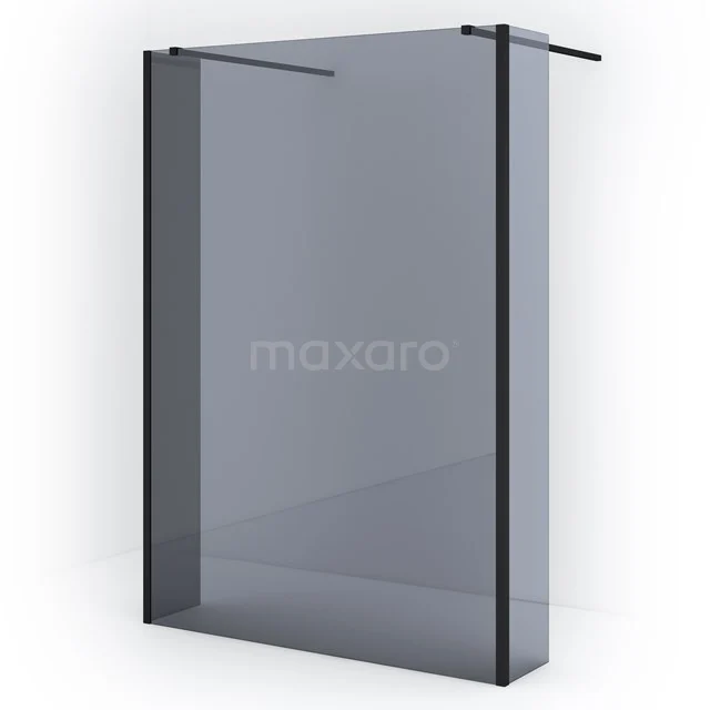 Diamond Walk-in shower | 135 cm Matte black Smoke glass Free-standing wall with side walls IDG140381MB