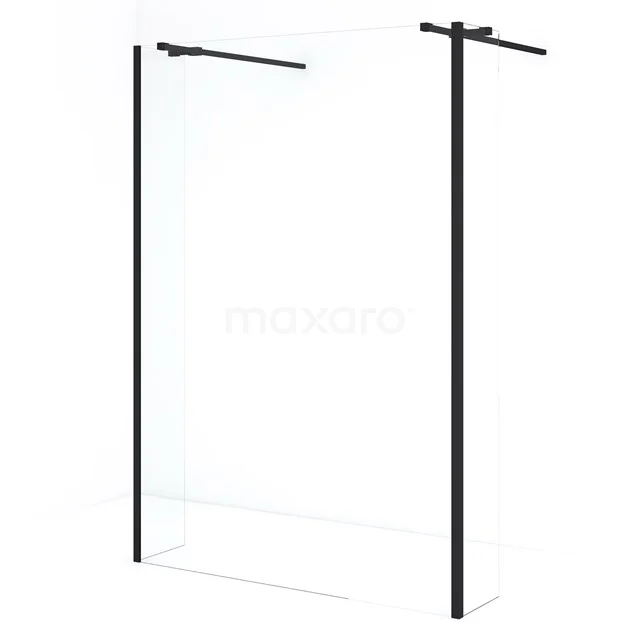 Diamond Inloopdouche | 125 cm Mat zwart Helder glas Vrijstaande wand met zijwanden IDG130360MBN