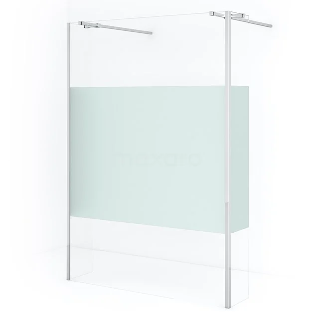 Glas Duschwand mit matgrüner Streifen, modernes Design für das Badezimmer, ausgeführt in nachhaltigen Materialien.