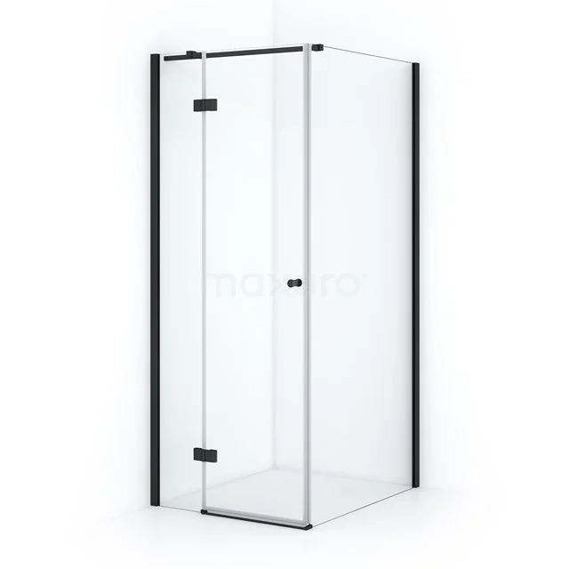 Amber Shower enclosure | 90x80 cm Matte black Clear glass Pivot door Rectangle CTB169310M