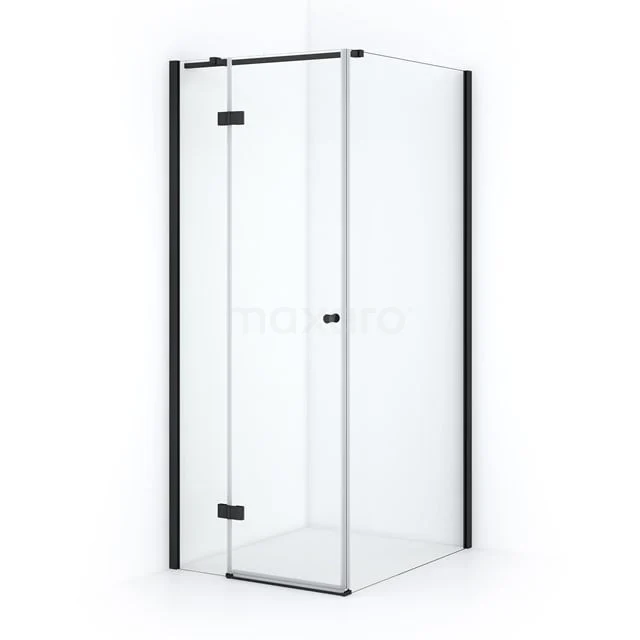 Duschkabine Amber 90x80cm aus klarem Sicherheitsglas Schwarz mit Drehtür CTB169310M Glasene Duschkabine mit Eckzugang, Schwarz Aluminium Profile und magnetischem Verschluss, perfekt für ein modernes Badezimmer.