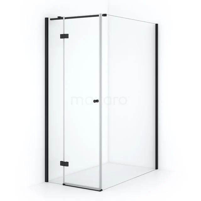 Duschkabine Amber 130x80cm aus klarem Sicherheitsglas Schwarz mit Drehtür CTB1613310M Glasene Duschkabine mit schwarzen Profilen, Eckeinstieg und minimalistischem Design; ideal für ein modernes Badezimmer.