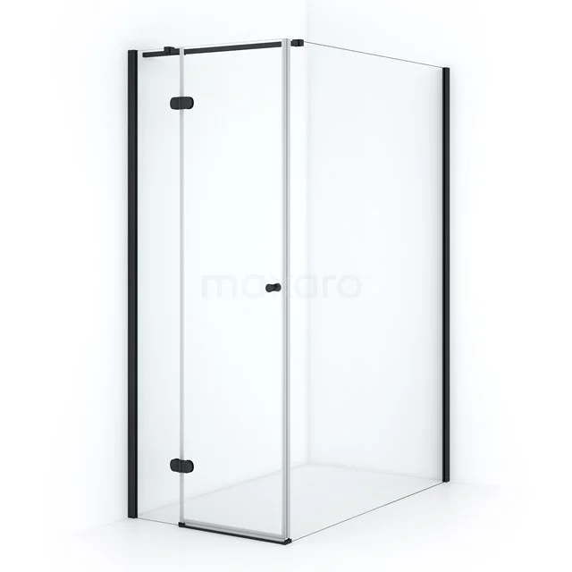 Amber Shower enclosure | 140x80 cm Matte black Clear glass Pivot door Rectangle CTB2514320M