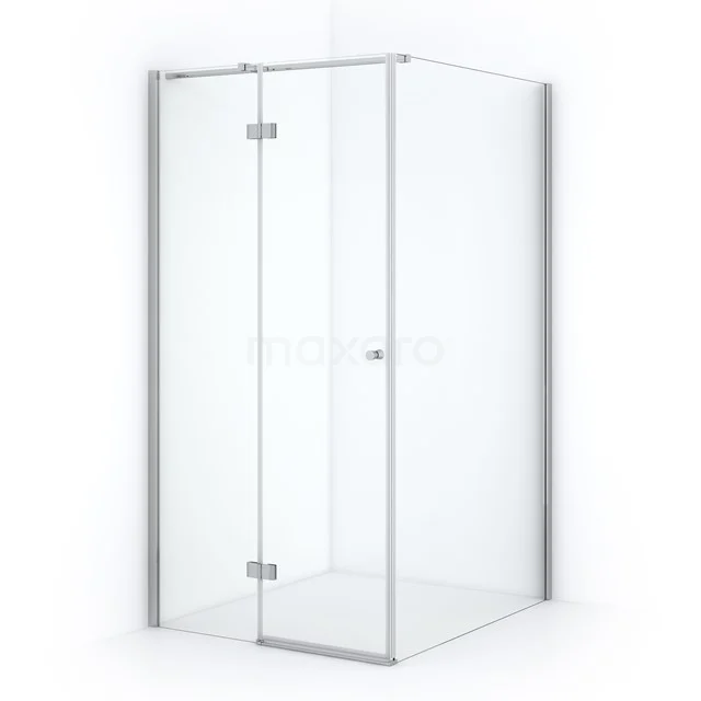 Amber Shower cabin | 120x100 cm Chrome Clear glass Pivot door Rectangle CTB4512310C Glass shower enclosure with clear glass doors and chrome hinges, perfect for a modern bathroom.