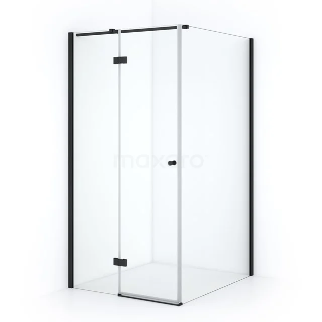 Duschkabine Amber 120x90cm aus klarem Sicherheitsglas Schwarz mit Drehtür CTB2612310M Duschkabine von Klarglas mit schwarzen Profilen, eckiges Design, ideal für ein modernes Badezimmer.