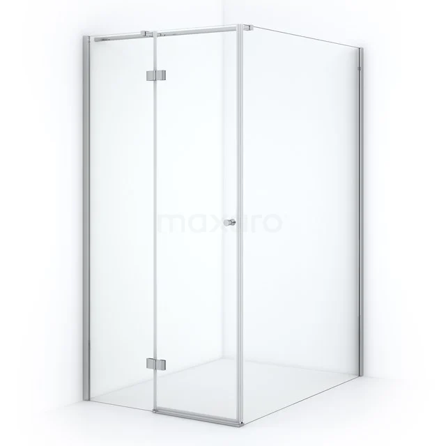 Duschkabine Amber 140x90cm aus klarem Sicherheitsglas Chrom mit Drehtür CTB3514310C Glasene Ecke Duschkabine mit klarem Sicherheitsglas und metallischen Scharnieren, ideal für moderne Badezimmergestaltung.