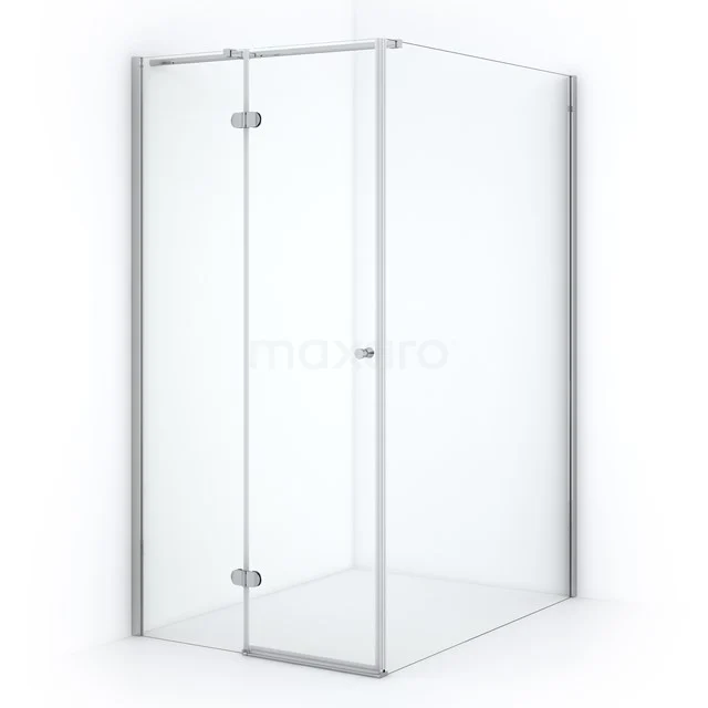 Amber Duschkabine | 140x100 cm Chrom Drehtür Rechteck CTB3614320C Glasige begehbare Dusche mit Eck-Einstieg, rahmenlosem Design und Schiebetür, ideal für einen modernen Badezimmerstil.