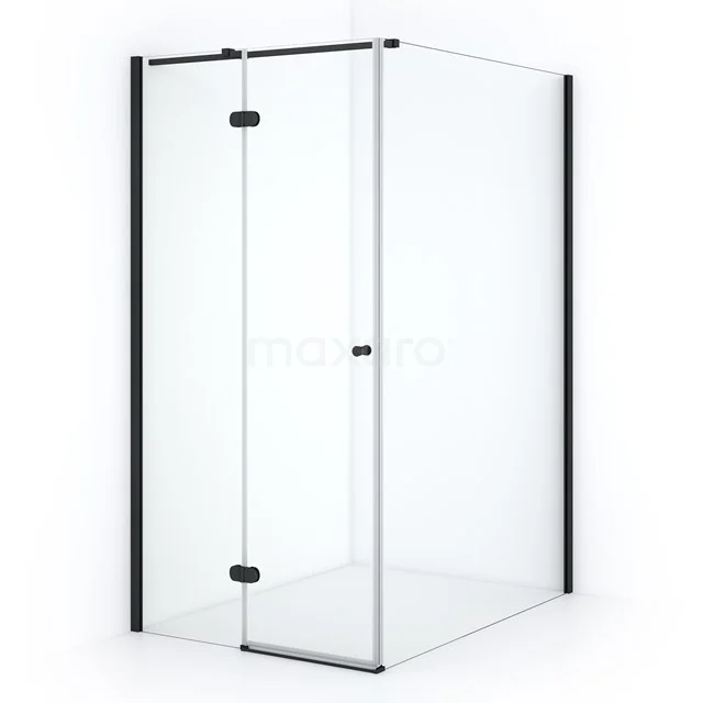 Duschkabine Amber 130x90cm aus klarem Sicherheitsglas Schwarz mit Drehtür CTB2613320M Glas Duschkabine mit mattschwarzem Profil, Eckaufstellung, minimalistisches Design, perfekt für einen modernen Badezimmerstil.