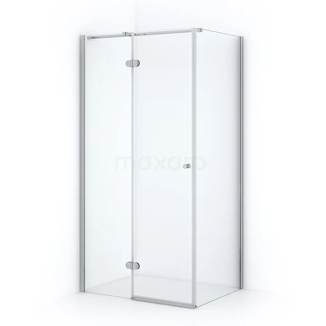 Amber Duschkabine | 100x80 cm Chrom Drehtür Rechteck CTB368320C Glasene Duschkabine mit schickem silbernen Profil, Eckmodell, perfekt für ein modernes Badezimmer.