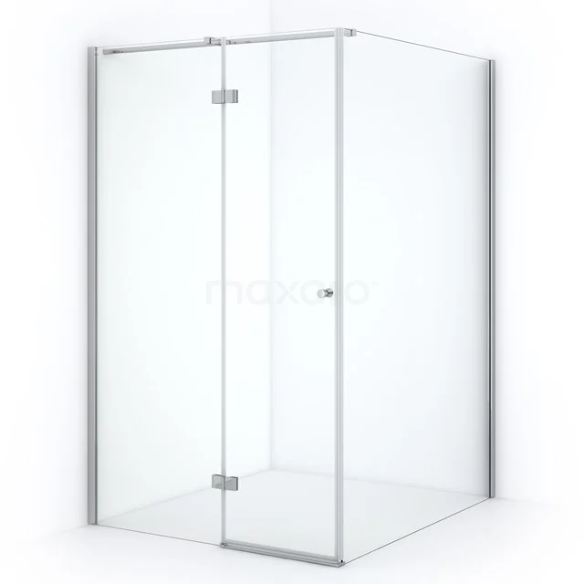 Glasene Ecke Duschkabine mit Klarglas und metallischen Scharnieren, perfekt für eine moderne Badezimmergestaltung.