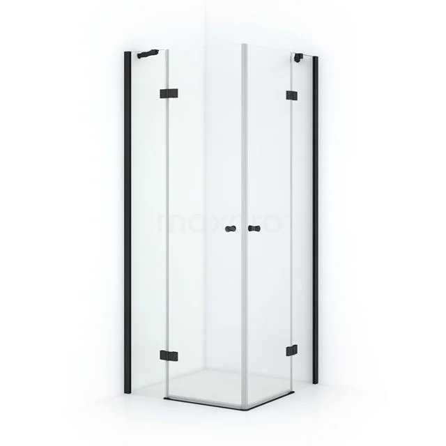Amber Shower cabin | 80x80 cm Matte black Clear glass Pivot door Square CTD1616210M Corner shower cabin with clear glass, black aluminium profiles and modern hinges, ideal for a stylish bathroom.