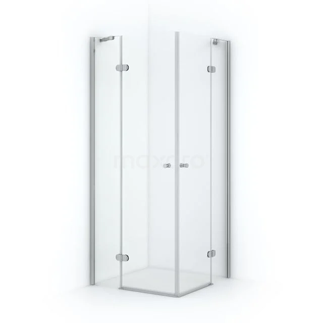 Glas Duschkabine mit Eckeinstieg, transparent gehärtetes Glas, Chromakzente und straffes Design, ideal für ein modernes Badezimmer.