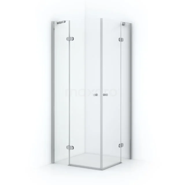 Glas Duschkabine mit Eckeinstieg, transparent gehärtetes Glas, Chromakzente und straffes Design, ideal für ein modernes Badezimmer.