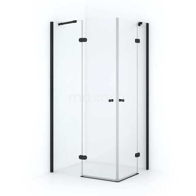 Amber Shower cabin | 100x90 cm Matte black Clear glass Pivot door Rectangle CTD3626220M Corner shower cabin with clear glass, black profiles and double door, modern design for a stylish bathroom renovation.