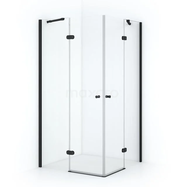 Duschkabine Amber 90x90cm aus klarem Sicherheitsglas Schwarz mit Drehtür CTD2626220M Glas Duschkabine mit Schwarz Profile, Eckmodell, modernes Design, perfekt für ein stilvolles Badezimmerupgrade.