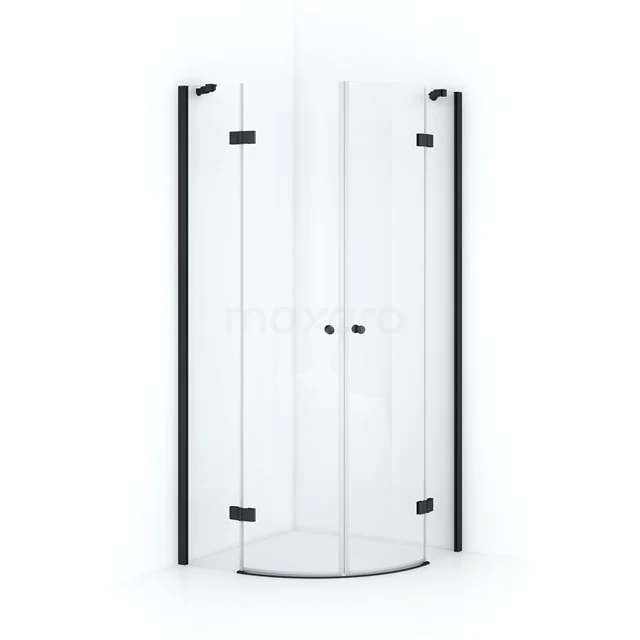 Amber Shower enclosure | 100x100 cm Matte black Clear glass Pivot door Quarter round CTR5555210M