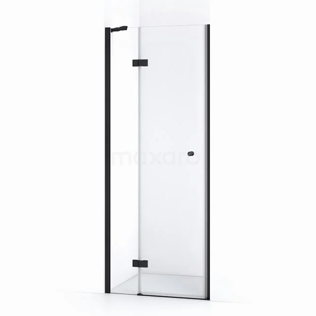 Amber Duschtür | 80 cm Matt Schwarz Klarglas Drehtür WTC25210M Glas Duschtür mit mattschwarzem Profil, drehbares Design, ideal für ein modernes Badezimmer.