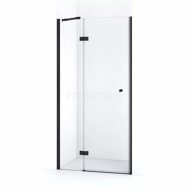 Duschtür Amber 100cm Klar Sicherheitsglas Matt Schwarz WTC36210M Duschkabine mit schwarzen Profilen, Klarglas und Drehtür, moderner Badezimmerstil.