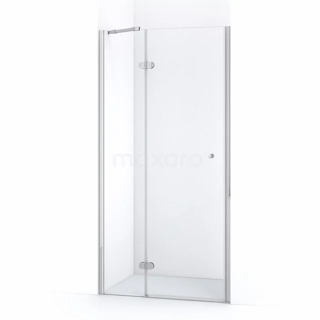 Glas Duschkabine mit Eckeingang und minimalistischem Design, Klarglas und metallischen Scharnieren, ideal für moderne Bäder.