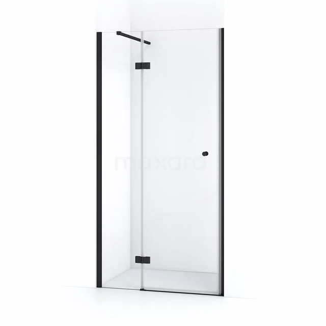 Duschtür Schwarz Rahmen, eckige Glas-Konstruktion; modernes Badezimmerdesign mit nachhaltigen Materialien, ideal für stilvolle Duschen.