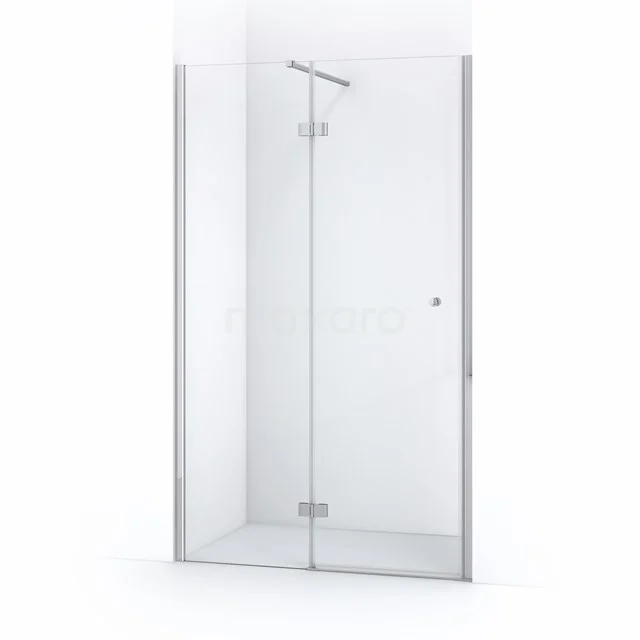 Rechteckige Glaskabine mit Scharnier-Tür, Klarglas und Chromprofilen; ideal für ein modernes Badezimmer.