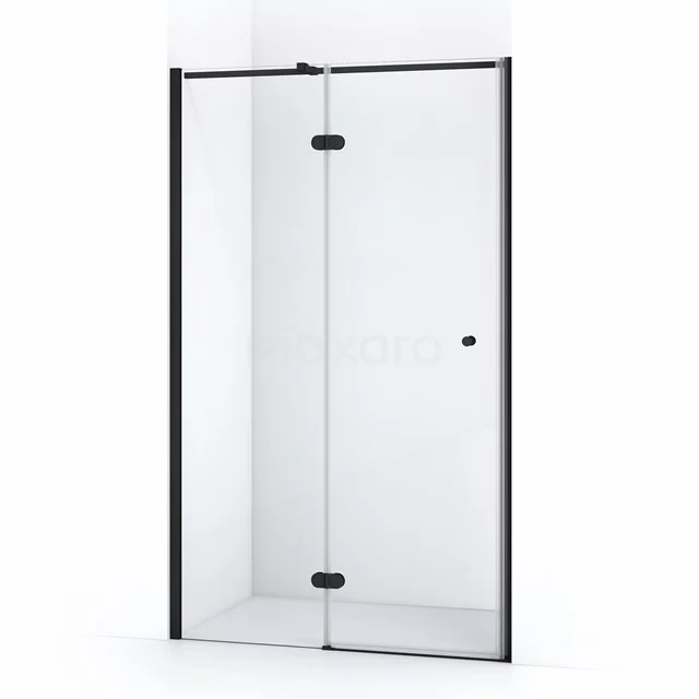 Amber Duschtür | 120 cm Matt Schwarz Klarglas Drehtür WTC65320M Duschkabine mit schwarzem Aluminiumrahmen, transparentem Glas und Drehtür, ideal für ein modernes Badezimmer.