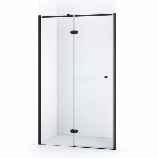 Duschtür Amber 120cm Klar Sicherheitsglas Matt Schwarz WTC56320M Duschkabine mit schwarzem Aluminiumrahmen, transparentem Glas und Drehtür, ideal für ein modernes Badezimmer.