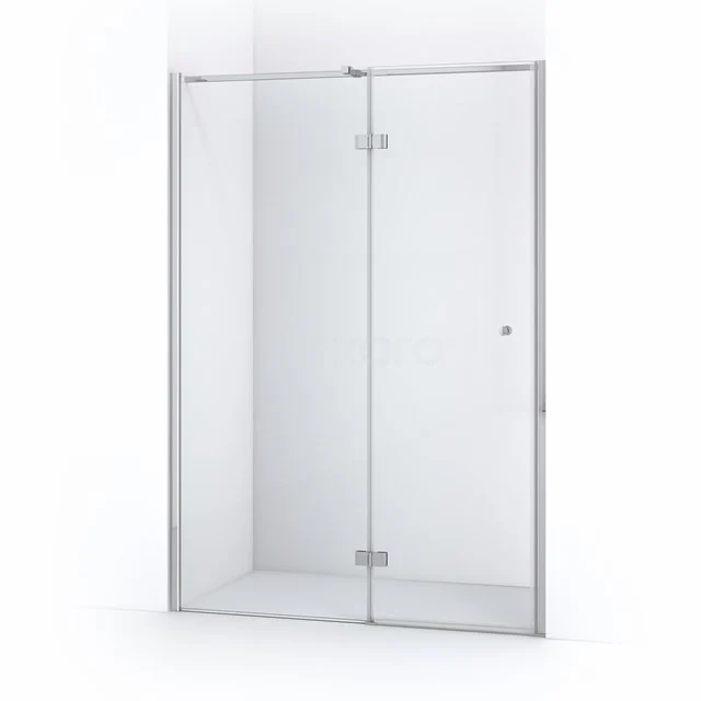 Amber Shower door | 150 cm Chrome Clear glass Pivot door WTC86310C Glass shower screen with hinged door, minimalist design, clear glass and chrome accents, ideal for modern bathrooms.