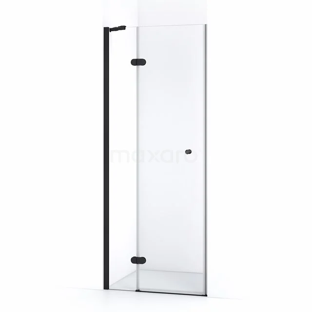 Amber Duschtür | 80 cm Matt Schwarz Klarglas Drehtür WTB25220M Glasene Duschtür mit mattschwarzen Scharnieren, schlankem Design und minimalistischer Optik für ein modernes Badezimmer.