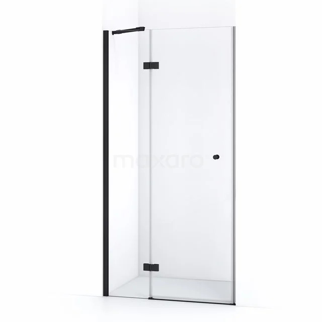 Amber Duschtür | 100 cm Matt Schwarz Klarglas Drehtür WTB45210M Duschkabine mit schwarzem Rahmen, klarer Glastür und Seitenpaneel, ideal für eine moderne Badezimmergestaltung.