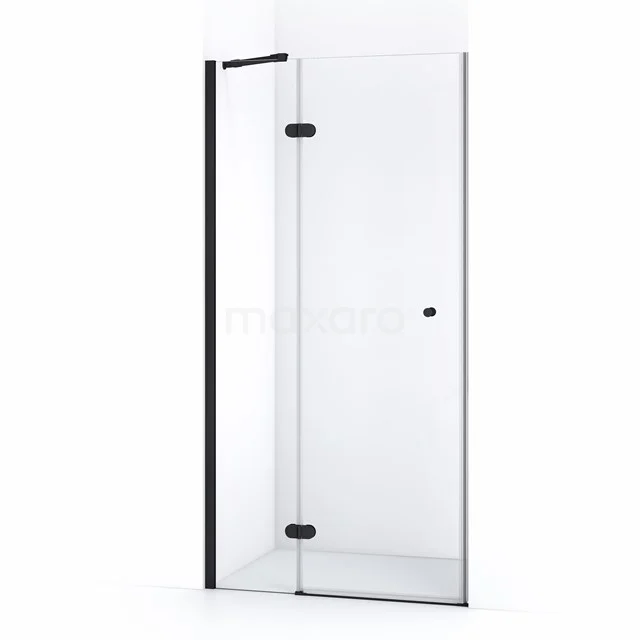 Amber Duschtür | 90 cm Matt Schwarz Klarglas Drehtür WTB35220M Glas Duschkabine mit mattschwarzen Profilen, eckiges Design, ideal für einen modernen Badezimmerstil.