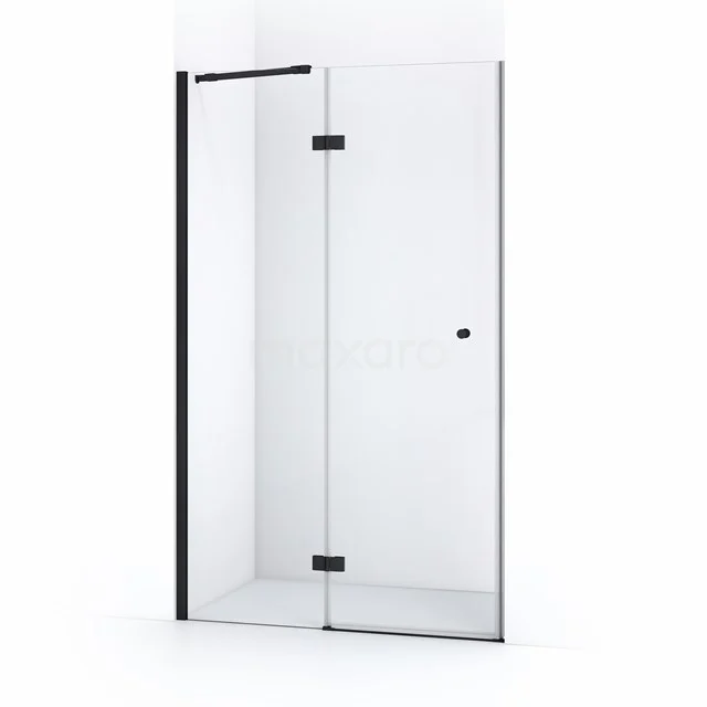 Amber Duschtür | 110 cm Matt Schwarz Klarglas Drehtür WTB55210M Glasene Duschwand mit Tür, minimalistisches Design, schwarzes Profil, geeignet für moderne Bäder.