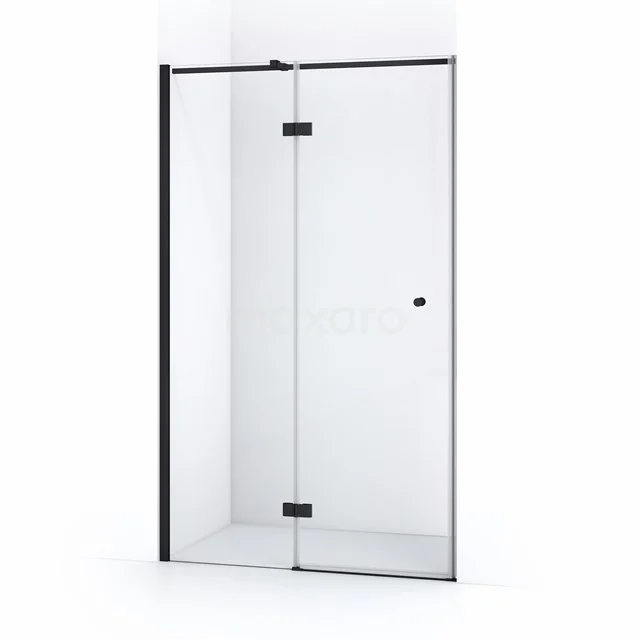 Amber Duschtür | 130 cm Matt Schwarz Klarglas Drehtür WTB66310M Glasene Duschtür mit schwarzem Aluminiumrahmen, schlankem Design und Scharnier Türen. Perfekt für ein modernes Badezimmer.