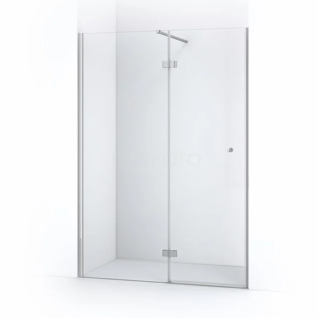 Glas Duschwand mit Tür, transparent, minimalistisches Design, perfekt für ein modernes Badezimmer.