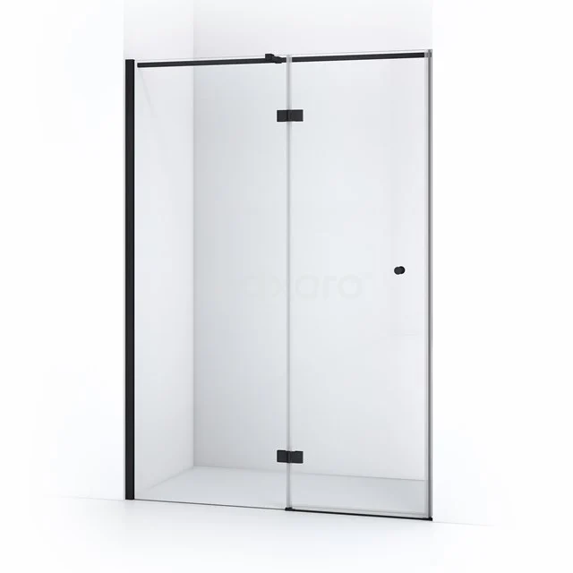 Amber Douchedeur | 150 cm Mat zwart Helder glas Draaideur WTB86310M