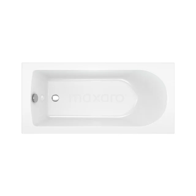 Rechteckige weiße Acrylbadewanne, ideal für moderne Badezimmerdesigns, mit abgerundeten Ecken und zentralem Ablasspunkt.