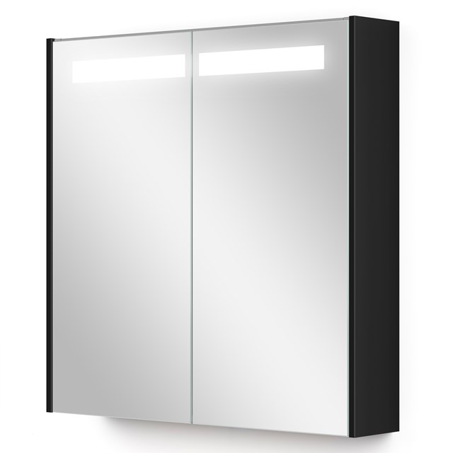 Spiegelkast Met Verlichting Modulo 70x70cm Hoogglans Zwart K99-0700-59008-11