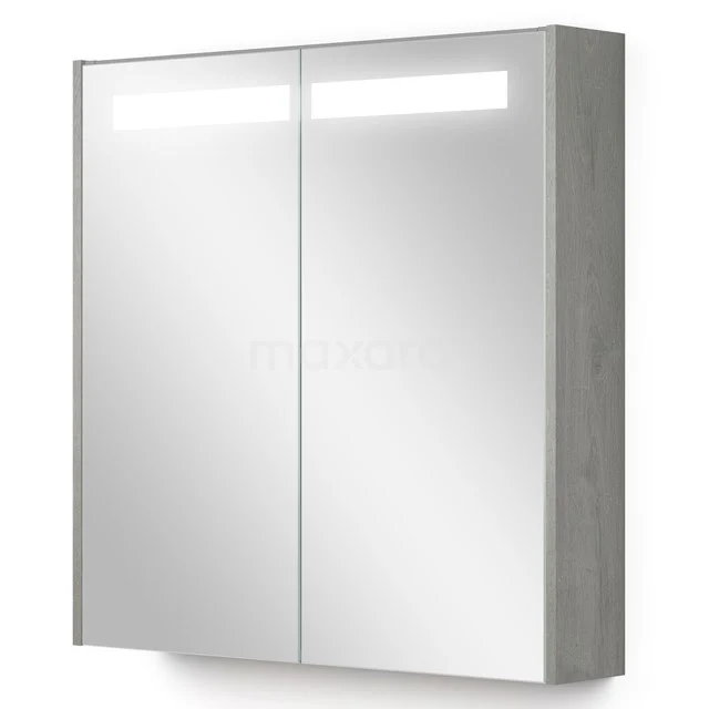 Spiegelschrank mit Beleuchtung Modulo 70x70cm Eiche grau K99-0700-59008-39 Grauer Badschrank mit LED-Beleuchtung, Spiegeltüren und modernem Erscheinungsbild, ideal zum Verstauen in einem stilvollen Badezimmer.