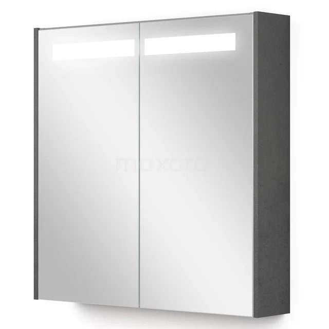 Spiegelschrank mit Beleuchtung Modulo 70x70cm Dunkelgrau Beton K99-0700-59008-51 Grauer Badezimmer Spiegelschrank mit LED-Beleuchtung, doppelten Türen und Stauraum, modernes Design.