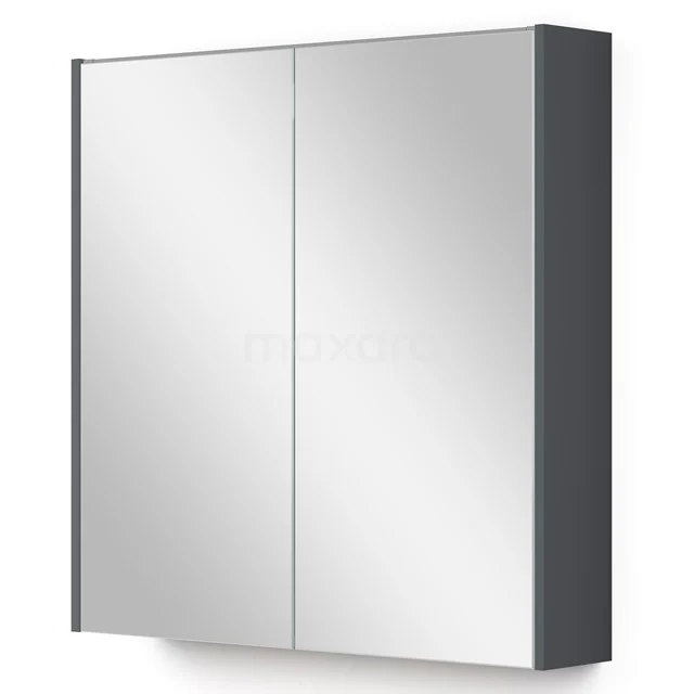 Grauer Badezimmer Spiegelschrank mit doppelt Spiegelpaneel, modernes Design, ideale Aufbewahrungslösung für WC-Artikel.