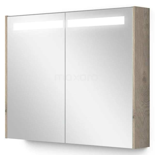 Spiegelkast Met Verlichting Modulo 90x70cm Lichtgrijs Eiken K99-0900-59008-33