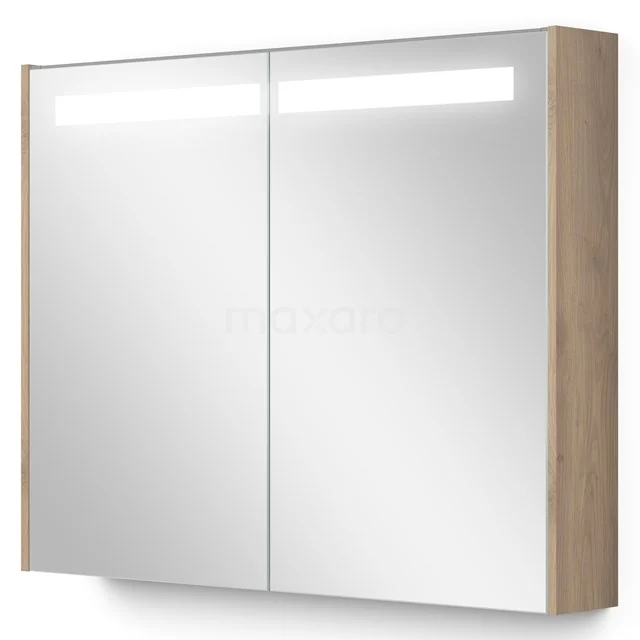 Spiegelkast Met Verlichting Modulo 90x70cm Lichtbruin Eiken K99-0900-59008-34