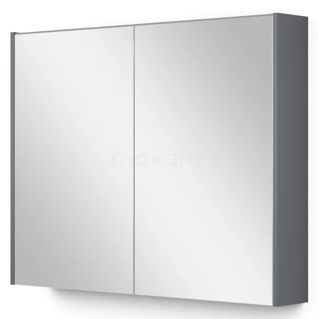 Spiegelschrank mit Beleuchtung Modulo 90x70cm Mittelgrau K99-0900-59009-03 Doppelter Spiegelschrank mit zwei Türen, silberfarbenes Aluminium, modernes Design, perfekt für zusätzlichen Stauraum im Badezimmer.
