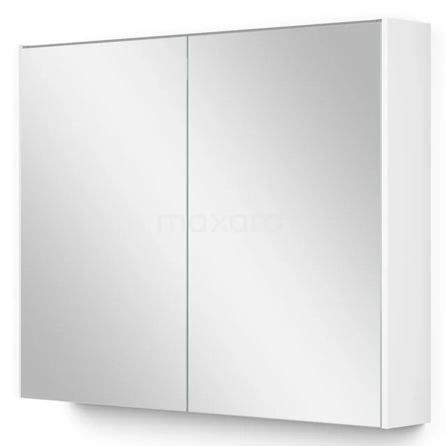 Spiegelschrank mit Beleuchtung Modulo 90x70cm Matt Weiß K99-0900-59009-05 Weißer Badschrank mit doppelten Spiegeltüren, schlankes Design, ideal für Badezimmerlagerung und minimalistische Einrichtung.