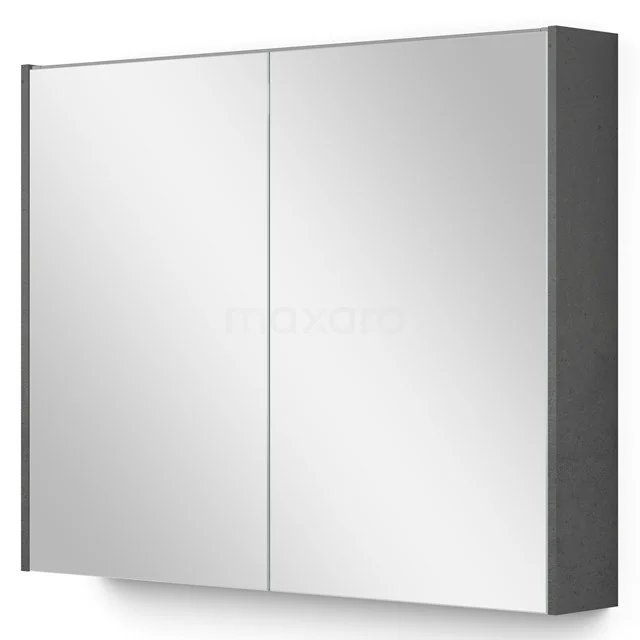 Grauer Badezimmer Spiegelschrank mit doppelseitigen Spiegeltüren, modernem Design und viel Stauraum.