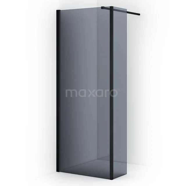 Diamond Walk-in shower | 80 cm Matte black Smoke glass Fixed wall with side panel IDC0803111MB