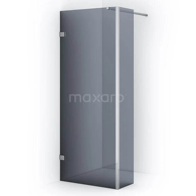 Diamond Walk-in shower | 80 cm Chrome Smoke glass Fixed wall with side panel IDC0803121C