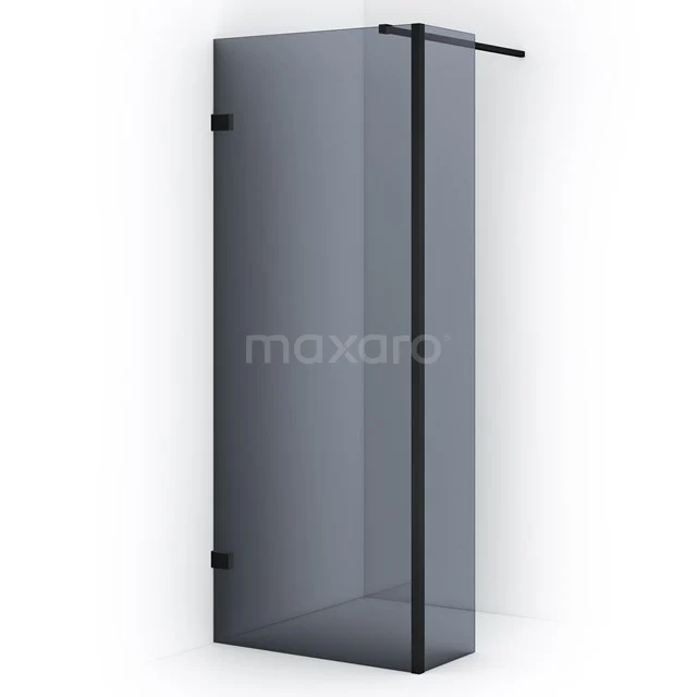 Diamond Walk-in shower | 80 cm Matte black Smoke glass Fixed wall with side panel IDC0803121MB
